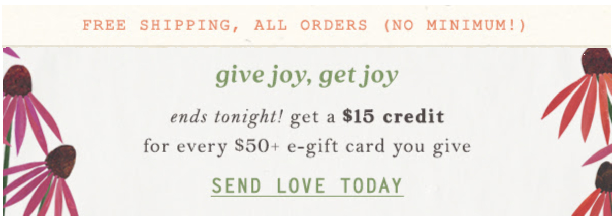 ANTHROPOLOGIE CANADA Give 50 EGift Card & Get Free 15
